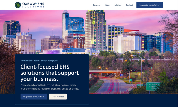 Brand refresh, custom typeface and homepage redesign for an environmental health and safety consultancy in Raleigh